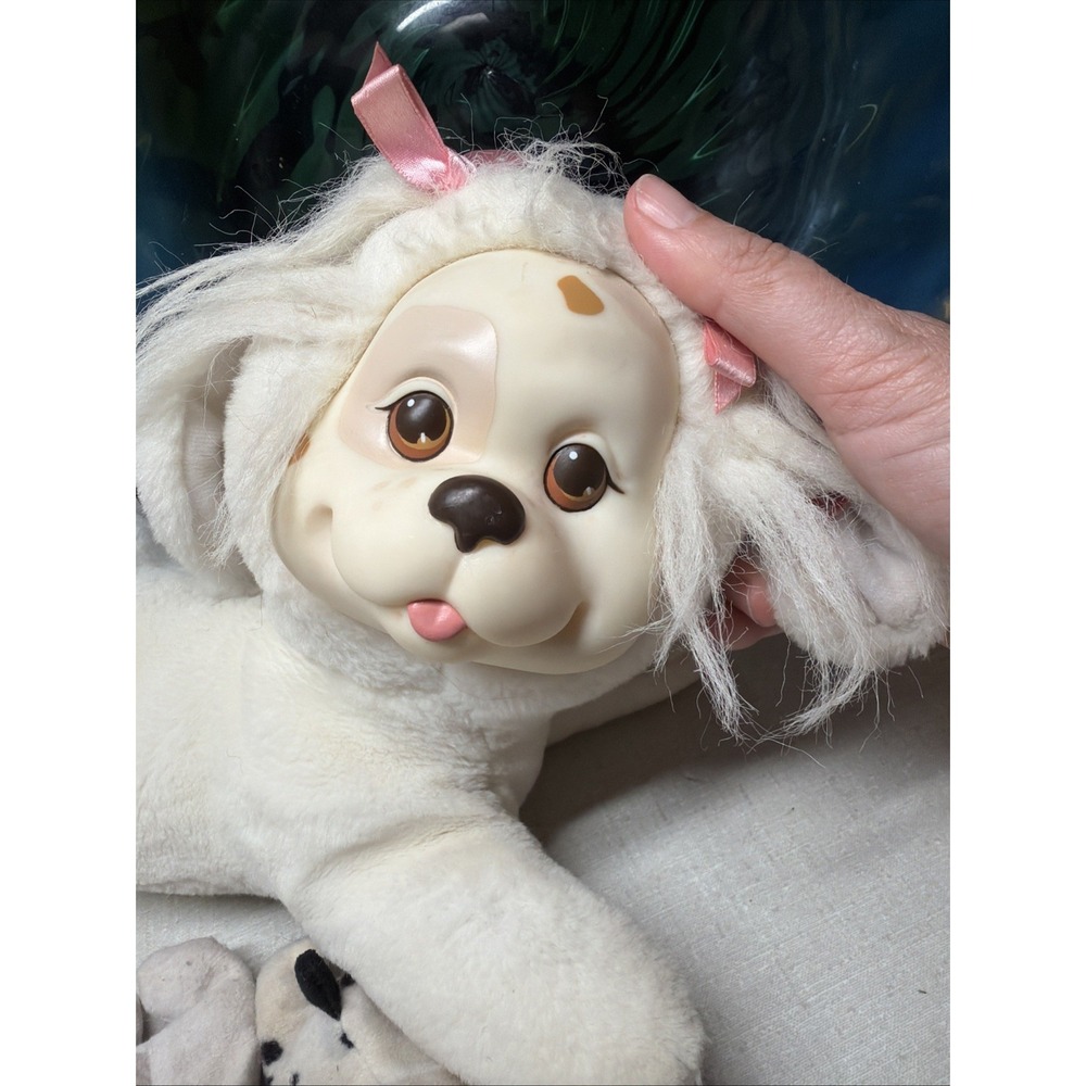Rare Vintage 1991 Hasbro Puppy Surprise White Plush Mom Dog & 2 Puppies Toy Set - Picture 2 of 12